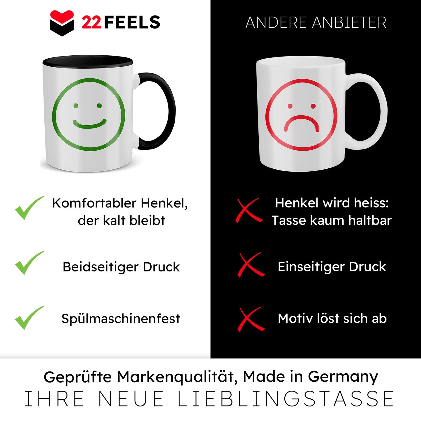 22Feels® Schwester Geschenk von Schwester - Tasse mit Spruch (Weiss-Schwarz, 320ml)-TwoTone Tasse Weiss-Schwarz 320ml-22Feels
