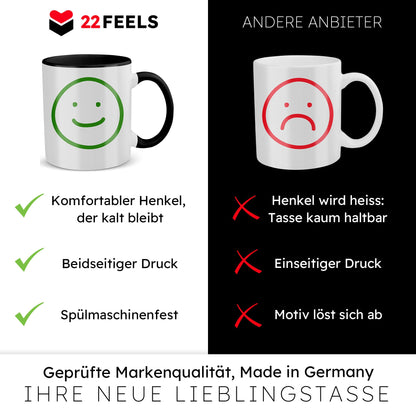 22Feels® Schwester Geschenk - Tasse mit Spruch: Glück mich zu haben (Weiss-Schwarz, 320ml)-TwoTone Tasse Weiss-Schwarz 320ml-22Feels